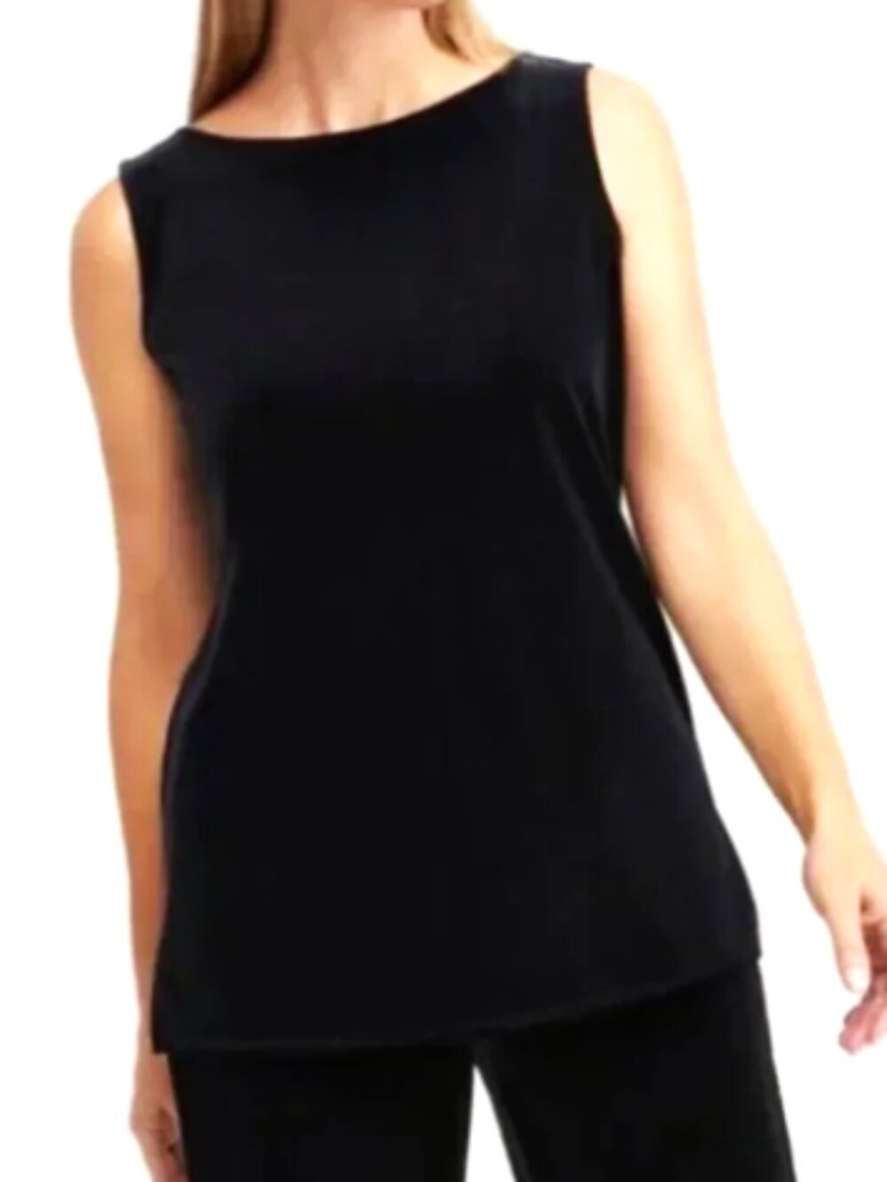 Chico's Private Edition Black Velvet Boat Neck Tank Top size 2